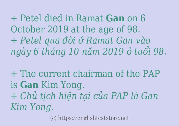 gan các ví dụ và câu điển hình