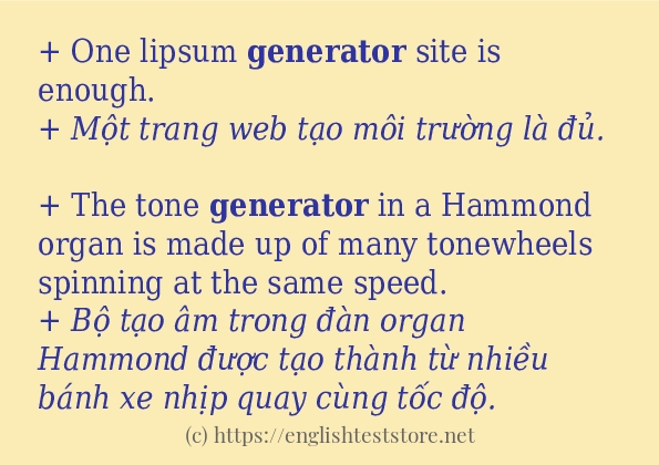 generator sử dụng như thế nào và câu ví dụ