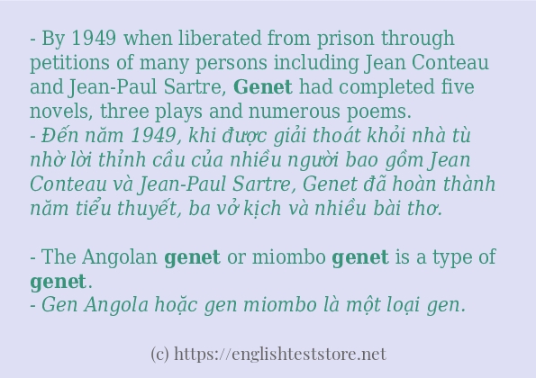 genet các ví dụ và câu điển hình