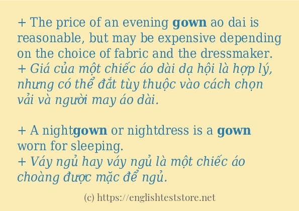 gown câu ví dụ và cách dùng