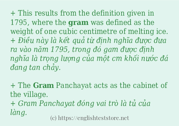 gram ví dụ và cách sử dụng trong câu