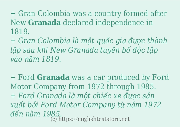 granada câu ví dụ và cách sử dụng