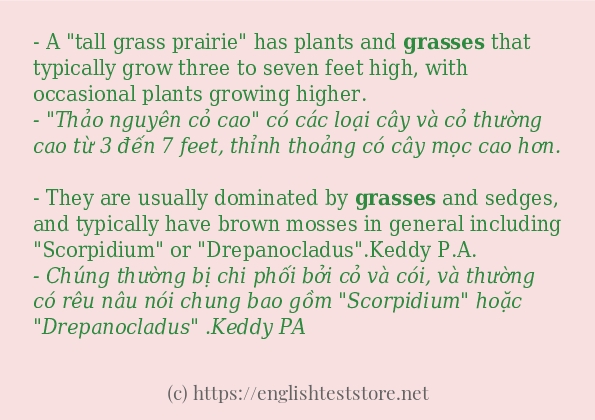grasses sử dụng như thế nào và câu ví dụ
