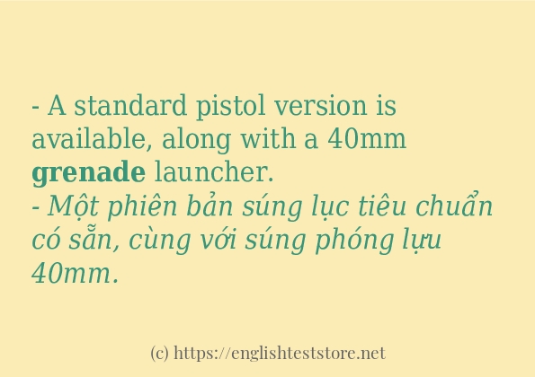 grenade ví dụ cách dùng trong câu