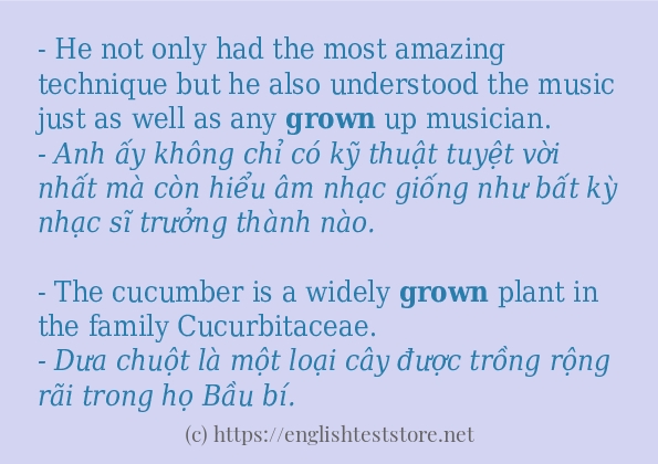 grown áp dụng trong câu và ví dụ grown áp dụng trong câu và ví dụ