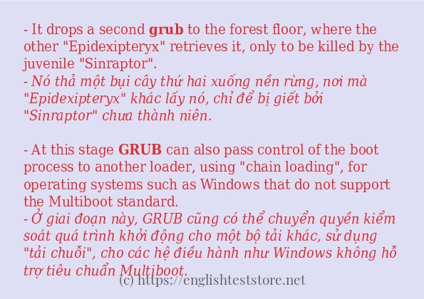 grub câu ví dụ về cách dùng