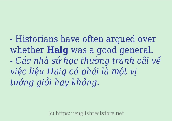 haig câu ví dụ và cách sử dụng