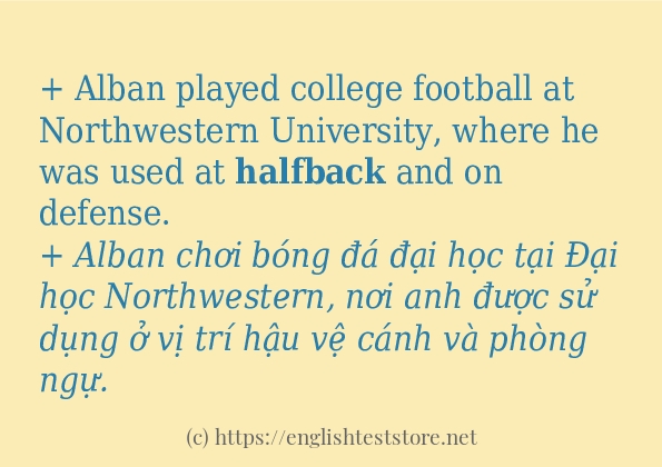 halfback sử dụng thực tế trong câu