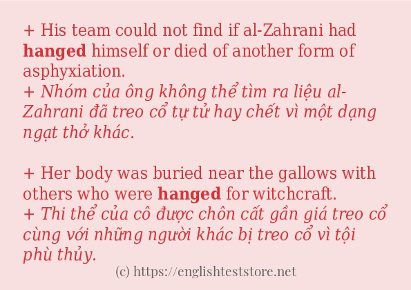 hanged sử dụng như thế nào và câu ví dụ