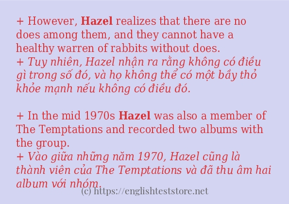hazel câu ví dụ và cách sử dụng
