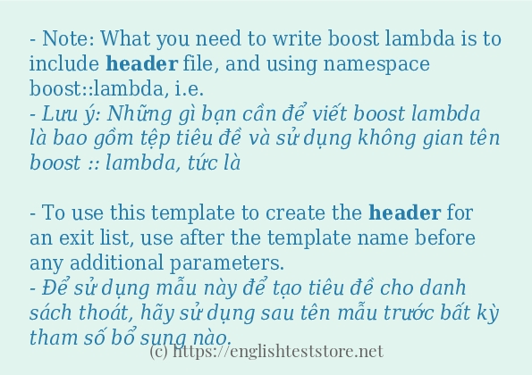 header câu ví dụ về cách dùng
