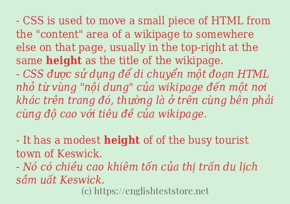 height áp dụng trong câu và ví dụ