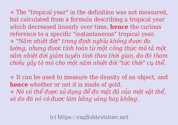 hence sử dụng thực tế trong câu