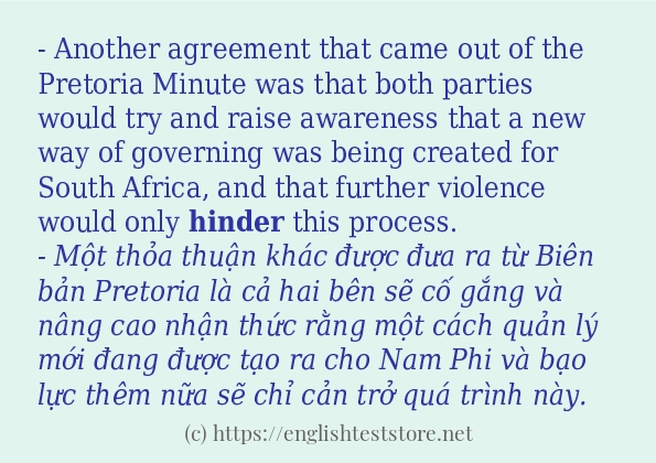 hinder các ví dụ và câu điển hình