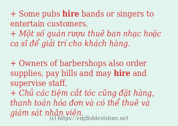 hire cách dùng trong câu và ví dụ