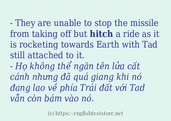 hitch cách sử dụng trong câu và ví dụ