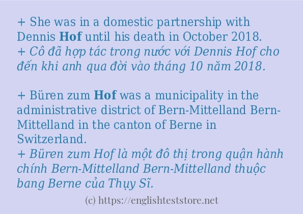 hof ví dụ và cách sử dụng trong câu