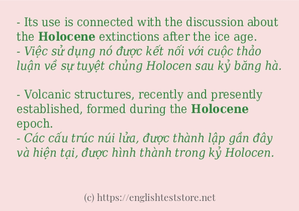 holocene sử dụng thực tế trong câu