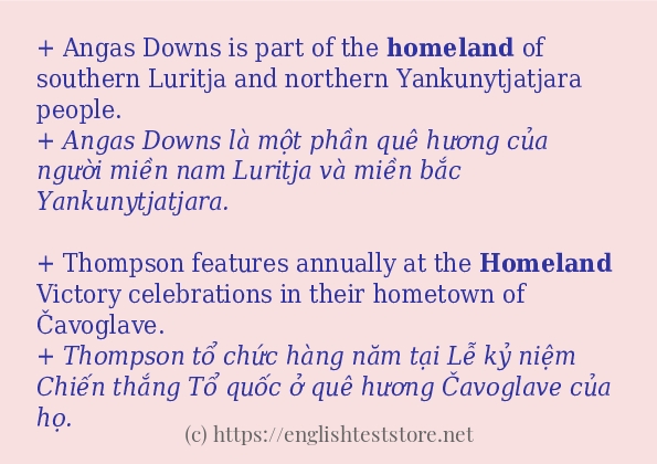 homeland cách dùng trong câu và ví dụ