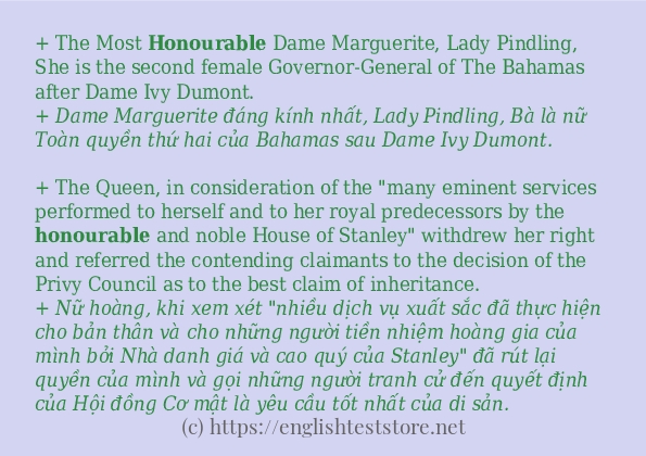 honourable sử dụng như thế nào? honourable sử dụng như thế nào?