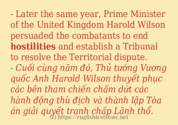 hostilities áp dụng trong câu và ví dụ hostilities áp dụng trong câu và ví dụ