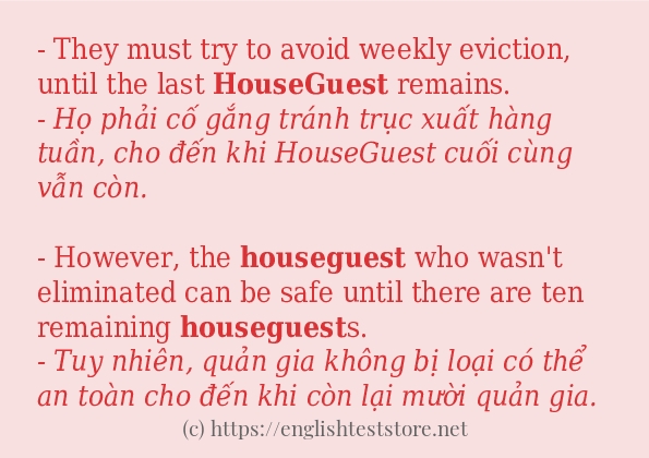 houseguest cách dùng trong câu và ví dụ