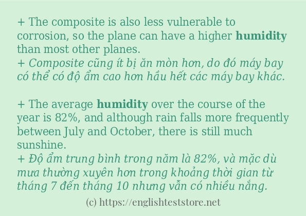 humidity ví dụ và cách sử dụng trong câu