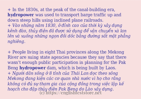 hydropower cách dùng và câu ví dụ hydropower cách dùng và câu ví dụ