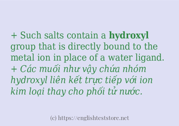 hydroxyl câu ví dụ và cách sử dụng