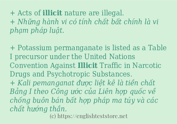 illicit ví dụ và cách sử dụng trong câu