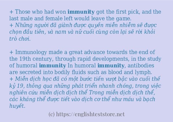 immunity cách sử dụng trong câu và ví dụ