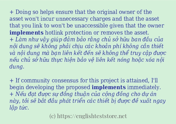 implements sử dụng như thế nào và câu ví dụ