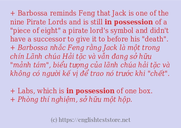 in possession câu ví dụ và cách dùng
