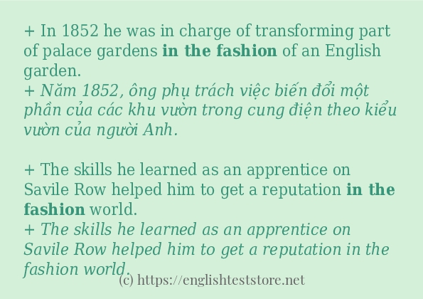 in the fashion cách sử dụng trong câu và ví dụ