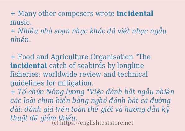 incidental câu ví dụ và cách dùng
