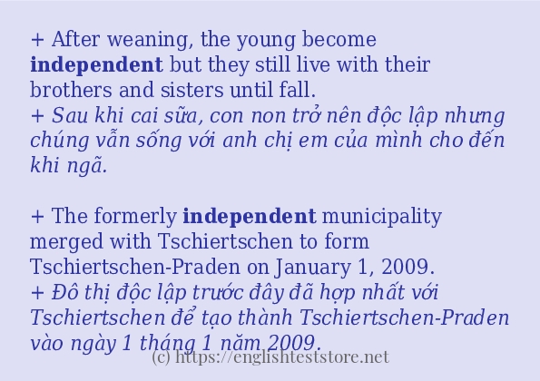 independent cách sử dụng trong câu và ví dụ