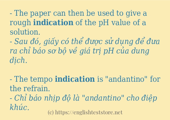 indication cách sử dụng trong câu và ví dụ