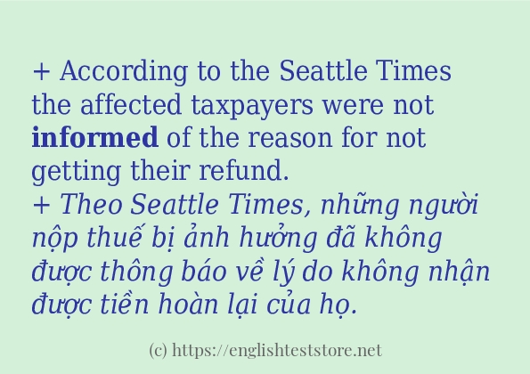 informed câu ví dụ và cách sử dụng