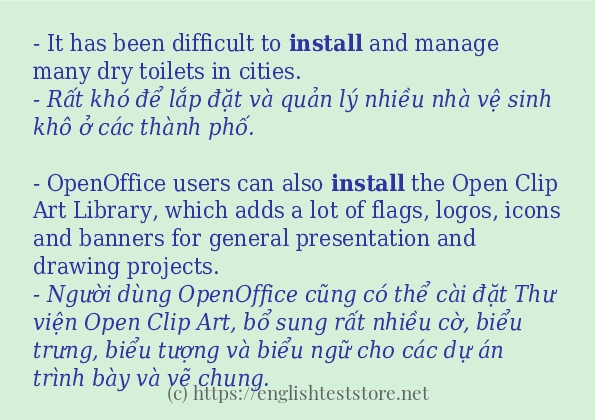 install sử dụng như thế nào và câu ví dụ