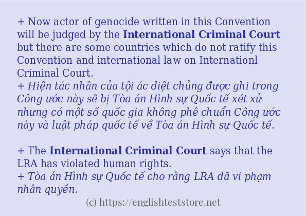 international criminal court ví dụ và cách sử dụng trong câu