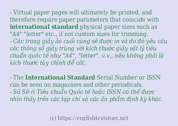 international standard ví dụ và cách sử dụng trong câu