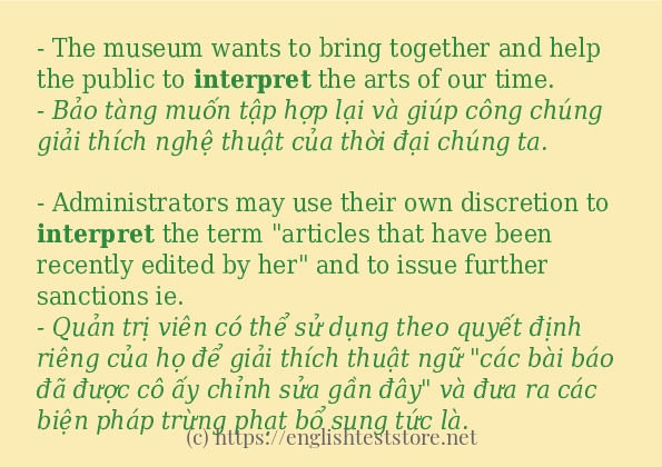 interpret cách dùng trong câu và ví dụ