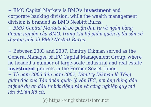 investment câu ví dụ về cách dùng