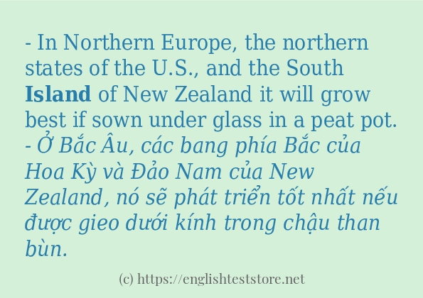 island cách dùng và ví dụ trong câu