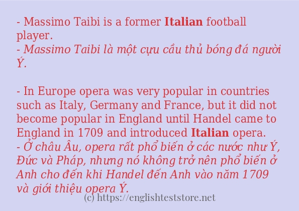 italian cách dùng trong câu và ví dụ