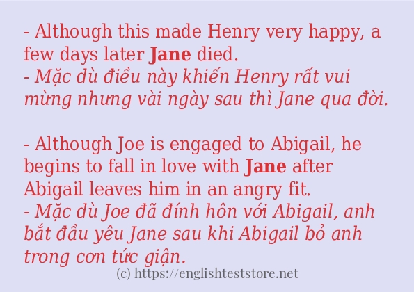 jane ví dụ và cách sử dụng trong câu