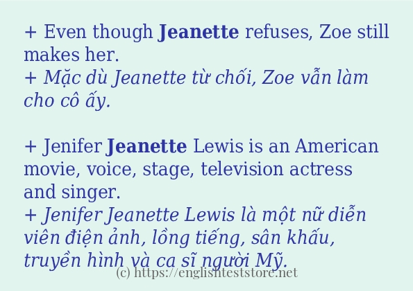 jeanette các cách dùng và câu ví dụ