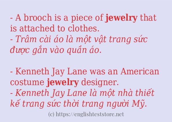 jewelry cách sử dụng và câu ví dụ