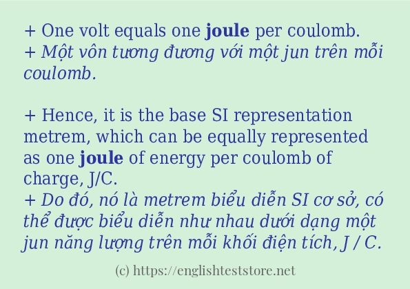 joule cách sử dụng và câu ví dụ