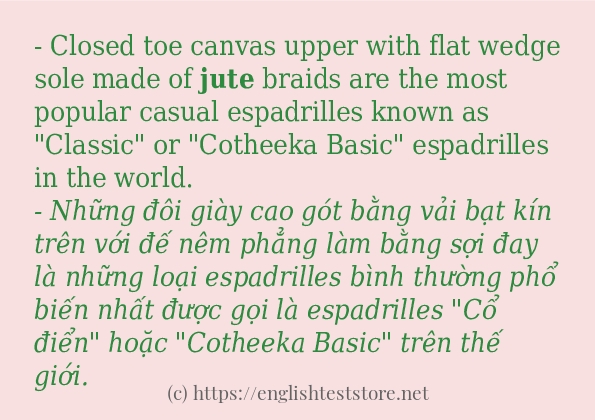 jute cách sử dụng trong câu và ví dụ